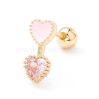 Pink Heart Cubic Zirconia Stud Earrings