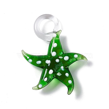 Green Starfish Lampwork Pendants