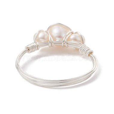 Copper Wire Wrapped Natural Cultured Freshwater Pearl Open Ring(RJEW-JR00631-02)-4