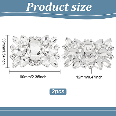 Hobbyay 2 個合金ラインストーン靴バックルクリップ(AJEW-HY0001-65A)-2