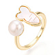 anillo abierto de perlas naturales con ostra perla con labios de plata(PEAR-N022-C09)-1