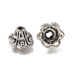 Tibetan Style Alloy Bead Caps, Antique Silver, 5.5x8mm, Hole: 1.5mm(FIND-Z128-08AS-02)