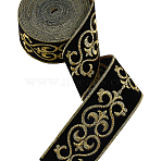Chinese Style Polyester Floral Jacquard Ribbon, for Garment Accessories, Gold, 1-3/4 inch(45mm), about 2.19 Yards(2m)/Bundle(OCOR-WH0101-36C)