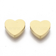 304 Stainless Steel Beads, Heart, Golden, 7x8x3mm, Hole: 2mm(STAS-S079-140B-1)