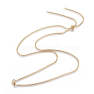 Adjustable 304 Stainless Steel Slider Necklaces, with Round Snake Chains, Lobster Claw Clasps and Slider Stopper Beads, Golden, 28.7 inch(73cm), 1.5mm(MAK-L026-06A-G)