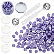 Sealing Wax Particles Kits for Retro Seal Stamp, with Stainless Steel Spoon, Candle, Plastic Empty Containers, Blue Violet, 307pcs/set(DIY-CP0003-50K)