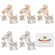 Beebeecraft 10Pcs 2 Colors Rack Plating Brass Clear Cubic Zirconia Charms, Long-Lasting Plated, Cherry, Mixed Color, 14x8.5x3mm, Hole: 1.2mm, 5pcs/color(ZIRC-BBC0001-03)