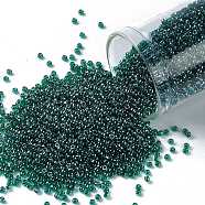 TOHO Round Seed Beads, Japanese Seed Beads, (118) Transparent Luster Green Emerald, 15/0, 1.5mm, Hole: 0.7mm, about 3000pcs/10g(X-SEED-TR15-0118)