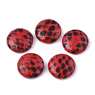 Imitation Leather Cabochons, with Aluminum Bottom, Flat Round, Red, 15x5mm(WOVE-S118-18A)