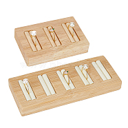 2Pcs 2 Styles Rectangle 5-Slot Bamboo & 3-Slot Wood Ring Display Tray Stands, Finger Ring Organizer Holder, with PU Imitation Leather Inside, Lemon Chiffon, 9.2~15x5.9~6x1.7cm, 1pc/style(RDIS-HY0001-02B)