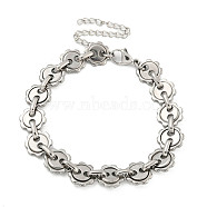 304 Stainless Steel Sun Link Chains Bracelets for Men & Women, Stainless Steel Color, 6-7/8 inch(17.5cm)(BJEW-D042-06P)
