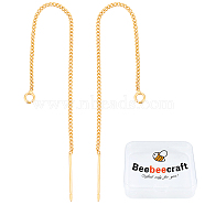 Beebeecraft 10Pcs Brass Stud Earring Findings, with 925 Sterling Silver Pins, Ear Threads, Nickel Free, Golden, 82~85x1mm, Pin: 0.5mm(KK-BBC0001-11)