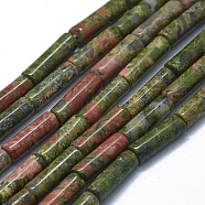 Natural Unakite Beads Strands, Column, 11~15x3.5~4.5mm, Hole: 1~1.2mm, about 28~30pcs/strand, 15.1~15.9 inch(38.5~40.5cm)(G-F631-D22)