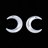 Natural Freshwater Shell Charms, Moon, 12x10.5x2.5mm, Hole: 0.7mm(SSHEL-N032-55A)