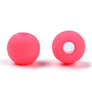 Frosted Acrylic Beads, Round, Hot Pink, 6x5.5mm, Hole: 1.8mm, about 4430pcs/500g(OACR-N008-012A-A02)