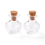 Round Glass Cork Bottles Ornament, Glass Empty Wishing Bottles, DIY Vials for Pendant Decorations, Clear, 1.8x2.1cm(GLAA-D002-03I)