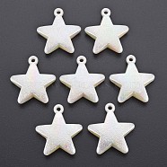 Electroplated ABS Plastic Imitation Pearl Pendants, Star, Seashell Color, 32.5x29x8mm, Hole: 2mm(KY-T023-003)