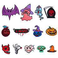 HOBBIESAY 13Pcs 13 Style Computerized Embroidery Cloth Iron on Patches, Costume Accessories, Halloween Themed Pattern, 31~75x34~70.5x1~1.5mm, 1pc/style(PATC-HY0001-32)