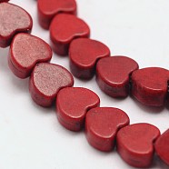 Dyed Synthetical Turquoise Heart Bead Strand, Dark Red, 5x6x3mm, Hole: 1mm, about 79pcs/strand, 15.7 inch(G-P083-88D)