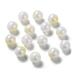 Two Tone Opaque Acrylic Beads, Round, Light Yellow, 10mm, Hole: 1.8mm, about 1020pcs/500g(SACR-P024-01B-W07)