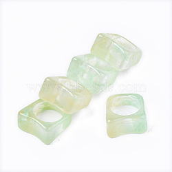Resin Finger Rings, Imitation Gemstone, Aquamarine, US Size 6 3/4(17.1mm)(X-RJEW-N033-010-B01)