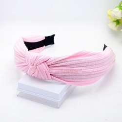Cloth Hair Bands for Women, with Plastic Finding, Knot, Pearl Pink, 30~60mm(PW-WG21223-07)
