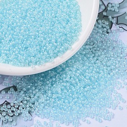 MIYUKI Round Rocailles Beads, Japanese Seed Beads, 11/0, (RR220) Aqua Mist Lined Crystal, 2x1.3mm, Hole: 0.8mm, about 1111pcs/10g(X-SEED-G007-RR0220)
