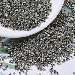 MIYUKI Delica Beads, Cylinder, Japanese Seed Beads, 11/0, (DB0546) Silver Gold Iris(Palladium Plated AB), 1.3x1.6mm, Hole: 0.8mm, about 10000pcs/bag, 50g/bag(SEED-X0054-DB0546)