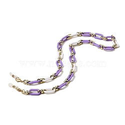 Eyeglasses Chains, Acrylic Oval Link Chains Neck Strap Mask Lanyard, with 201 Stainless Steel Lobster Claw Clasps and Rubber Loop Ends, Medium Purple, 675mm(AJEW-P117-02A-G06)