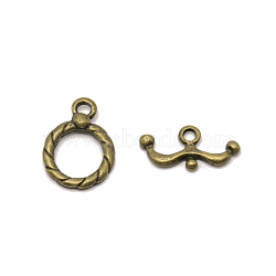 Zinc Alloy Toggle Clasps, Twisted Ring, Antique Bronze, 9~18.5x14~19x2.5~4mm, Hole: 1.6x2.2mm and 1.8mm(PALLOY-WH0085-91)