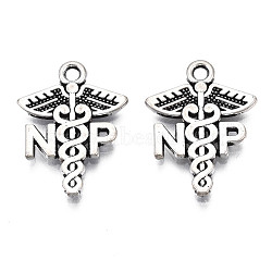 Tibetan Style Alloy NP Caduceus Medical Symbol Charms, Cadmium Free & Lead Free, Wing with Snake, Antique Silver, 20.5x15.5x1.5mm, Hole: 1.8mm, about 800pcs/1000g(TIBEP-N008-136)