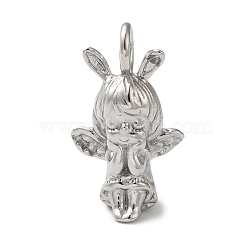 304 Stainless Steel Pendants, Angel Charm, Stainless Steel Color, 25x16x10.5mm, Hole: 5mm(STAS-Q252-13P)