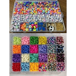 DIY Constellation Bracelet Making Kits, Including Polymer Clay & Plastic Imitation Pearl & Letter Heart Smiling Face Acrylic & Flower Resin Beads, Panda & Constellation Alloy Enamel Pendants, Tweezer, Mixed Color(DIY-YW0005-76)
