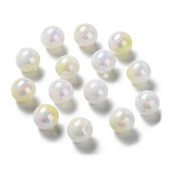 Two Tone Opaque Acrylic Beads, Round, Light Yellow, 10mm, Hole: 1.8mm, about 1020pcs/500g