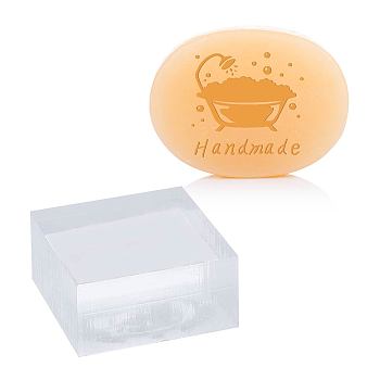 Clear Acrylic Soap Stamps, DIY Soap Molds Supplies, Square, Bathtub Pattern, 28x28x16mm, Pattern: 25x25mm