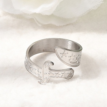 201 Stainless Steel Cuff Open Rings, Sword, Stainless Steel Color, 4~17mm, Inner Diameter: 18mm
