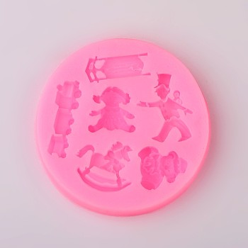 Toy Design DIY Food Grade Silicone Molds, Fondant Molds, For DIY Cake Decoration, Chocolate, Candy, UV Resin & Epoxy Resin Jewelry Making, Random Single Color or Random Mixed Color, 70x9mm, Inner Size: 8~29x9~32mm
