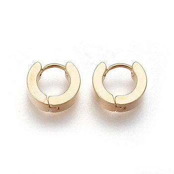 304 Stainless Steel Huggie Hoop Earrings, Hypoallergenic Earrings, Thick Hoop Earrings, Ring Shape, Golden, 10x11.5x3mm, Pin: 1mm