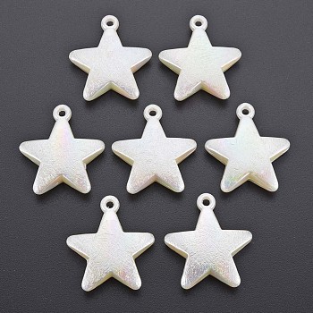 Electroplated ABS Plastic Imitation Pearl Pendants, Star, Seashell Color, 32.5x29x8mm, Hole: 2mm