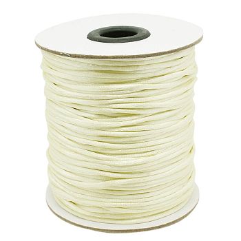 Nylon Cord, Satin Rattail Cord, for Beading Jewelry Making, Chinese Knotting, Ghost White, 2mm, about 50yards/roll(150 feet/roll)