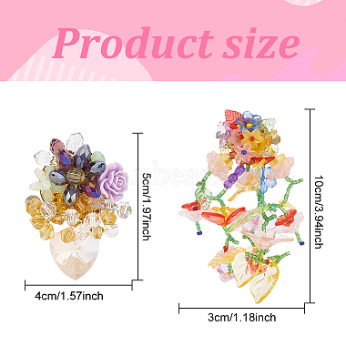 ANATTASOUL 2 Pairs 2 Style Resin Flower Stud Earrings with Glass Beaded(EJEW-AN0002-07)-2