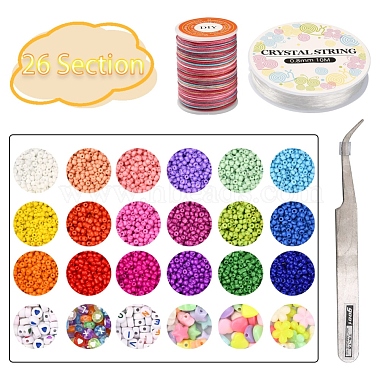 DIY Candy Color Bracelet Making Kit, Including Glass Seed Beads, Heart and  Letter Pattern & Flower & Star Acrylic Beads, Tweezers, Mixed Color, Glass