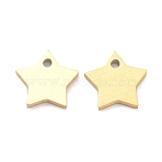 Ion Plating(IP) 304 Stainless Steel Pendants, Brushed Finish Stamping Blank Tag, Laser Cut, Double Side Drawbench Effect, Star, Golden, 6x6.5x1mm, Hole: 0.5mm(STAS-K216-46G)