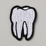 Non-woven Fabrics Clothing Iron On Patches, Costume Accessories, Appliques, Tooth, White, 47.5x35x1.5mm(DIY-WH0750-313)