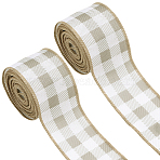 Linen Rolls, Jute Ribbons for Craft Making, Tartan, 2-1/2 inch(64mm), about 6.56 Yards(6m)/Roll(OCOR-WH20005-61C)