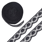 25 Yards Nylon Flower Lace Ribbon, Clothes Accessories, Black, 1-3/8~1-3/4 inch(35~45mm)(OCOR-WH0070-180)