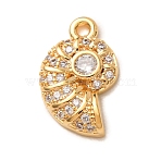 Brass Rhinestone Pendants, Conch Shape Charms, Golden, 14x9x3mm, Hole: 1.2mm(RB-CBAFDDC-03G)