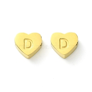 Ion Plating(IP) 316 Surgical Stainless Steel Beads, Love Heart with Letter Bead, Real 18K Gold Plated, Letter D, 5.5x6.5x2.5mm, Hole: 1.4mm(STAS-R230-01D-G)