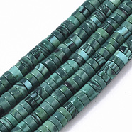 Synthetic Turquoise Beads Strands, Dyed, Heishi Beads, Disc, Teal, 4x1~2mm, Hole: 0.7mm, about 195~213pcs/strand, 14.96 inch~15.31 inch(38~38.9cm)(TURQ-N215-01C)