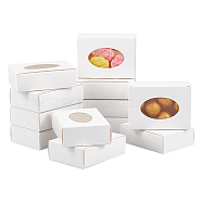 Rectangle Folding Paper Storage Boxes, Gift Case with Oval Visible PVC Window, White, 9.5x7x2.8cm, window: 60x35mm(CON-WH0106-01B-01)